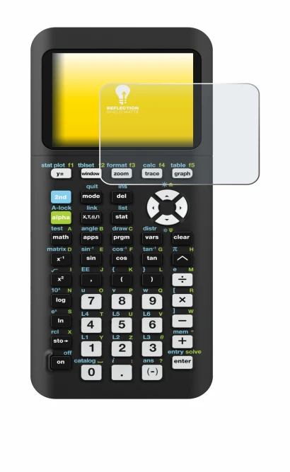 Image de l'appareil Texas Instruments TI-84 Plus CE-T Python avec une grande variété de protections d'écran.