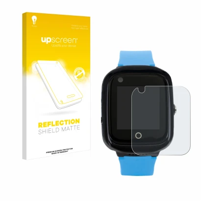 Face avant d’un emballage produit avec le logo de la marque upscreen. À côté, l’appareil One2Track Connect NEO est représenté