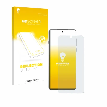 Face avant d’un emballage produit avec le logo de la marque upscreen. À côté, l’appareil Oppo Find X8 Pro est représenté avec 