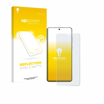 Face avant d’un emballage produit avec le logo de la marque upscreen. À côté, l’appareil OnePlus 13 est représenté avec la pro