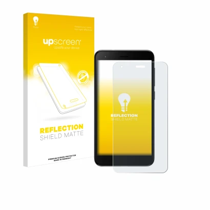 Face avant d’un emballage produit avec le logo de la marque upscreen. À côté, l’appareil ZTE Blade A35 lite est représenté ave