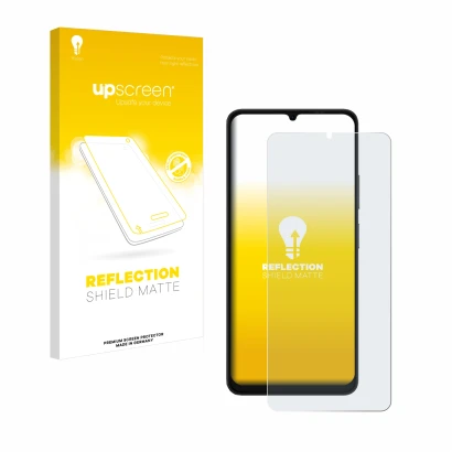 Face avant d’un emballage produit avec le logo de la marque upscreen. À côté, l’appareil Ulefone Note 20 Pro est représenté av