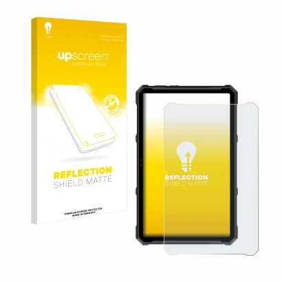 Face avant d’un emballage produit avec le logo de la marque upscreen. À côté, l’appareil Ulefone Armor Pad 4 Ultra est représe