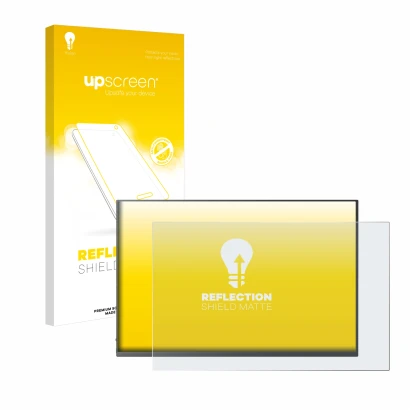 Face avant d’un emballage produit avec le logo de la marque upscreen. À côté, l’appareil Uperfect UGame K118 18" est représent
