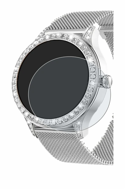 Image de l'appareil Powerwill Smartwatch 1.27" avec une grande variété de protections d'écran.