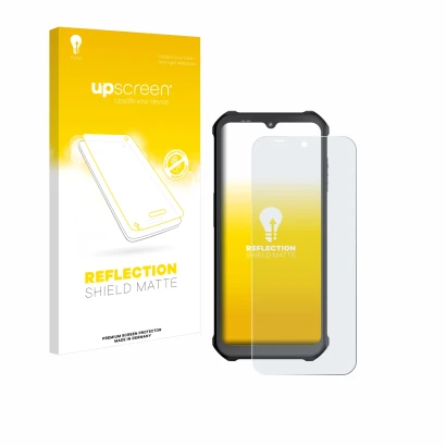 Face avant d’un emballage produit avec le logo de la marque upscreen. À côté, l’appareil Sonim XP400 est représenté avec la pr
