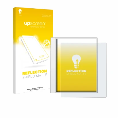 Face avant d’un emballage produit avec le logo de la marque upscreen. À côté, l’appareil Boox Note Max est représenté avec la