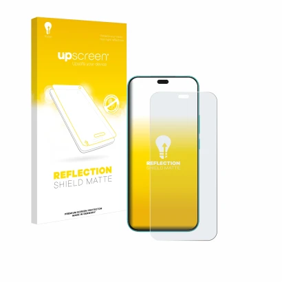 Face avant d’un emballage produit avec le logo de la marque upscreen. À côté, l’appareil Honor X8c est représenté avec la prot