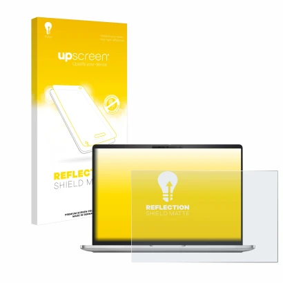 Face avant d’un emballage produit avec le logo de la marque upscreen. À côté, l’appareil Dell Pro 16 Plus PB16250 est représen