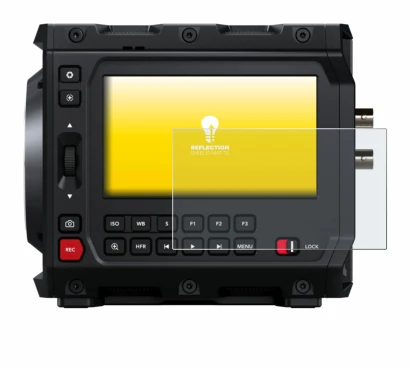 Image de l'appareil Blackmagic Design Pyxis 6K 4" avec une grande variété de protections d'écran.