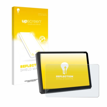 Face avant d’un emballage produit avec le logo de la marque upscreen. À côté, l’appareil Carpuride W502BS 5" est représenté av