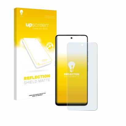 Face avant d’un emballage produit avec le logo de la marque upscreen. À côté, l’appareil Umidigi Note 100 est représenté avec