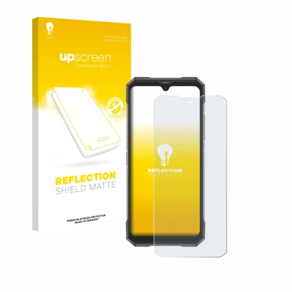 Face avant d’un emballage produit avec le logo de la marque upscreen. À côté, l’appareil Doogee S200X est représenté avec la p