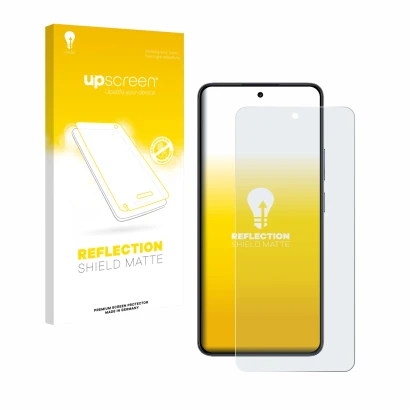 Face avant d’un emballage produit avec le logo de la marque upscreen. À côté, l’appareil realme 14T est représenté avec la pro
