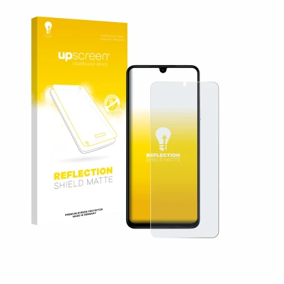 Face avant d’un emballage produit avec le logo de la marque upscreen. À côté, l’appareil Xiaomi Poco C71 est représenté avec l