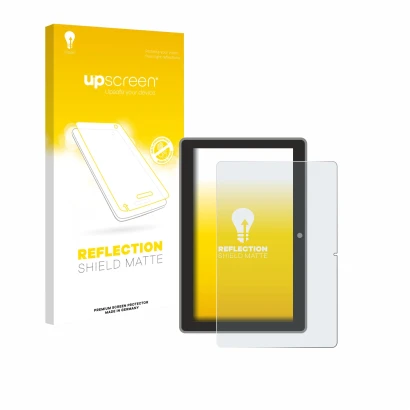 Face avant d’un emballage produit avec le logo de la marque upscreen. À côté, l’appareil Lenovo Tab TB311 XU est représenté av