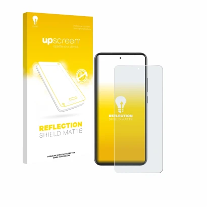 Face avant d’un emballage produit avec le logo de la marque upscreen. À côté, l’appareil Oppo Reno 13 Pro est représenté avec 