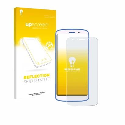 Face avant d’un emballage produit avec le logo de la marque upscreen. À côté, l’appareil Zebra HC 25 est représenté avec la pr