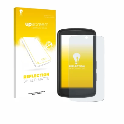 Face avant d’un emballage produit avec le logo de la marque upscreen. À côté, l’appareil Bryton Rider S810 est représenté avec