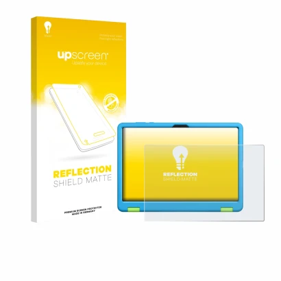 Face avant d’un emballage produit avec le logo de la marque upscreen. À côté, l’appareil Honor Pad X8a Kids Edition est représ