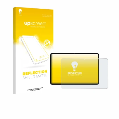 Face avant d’un emballage produit avec le logo de la marque upscreen. À côté, l’appareil Nubia Pad Pro est représenté avec la