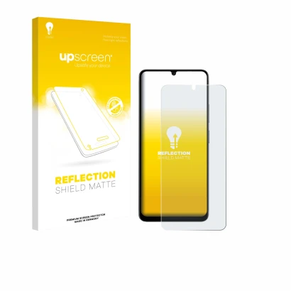 Face avant d’un emballage produit avec le logo de la marque upscreen. À côté, l’appareil Doogee Note 59 Pro est représenté ave