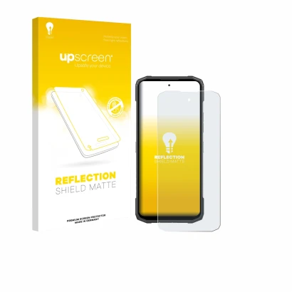 Face avant d’un emballage produit avec le logo de la marque upscreen. À côté, l’appareil Doogee Blade 20 Turbo est représenté
