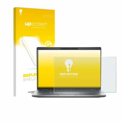 Face avant d’un emballage produit avec le logo de la marque upscreen. À côté, l’appareil Dell Latitude 5330 est représenté ave