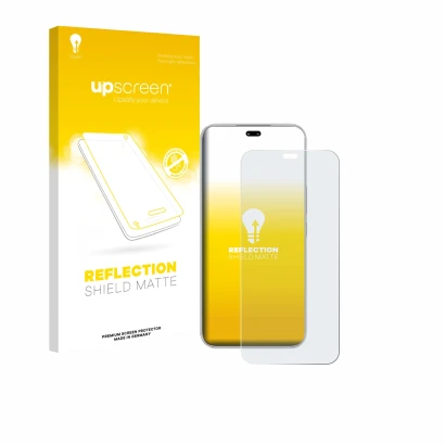 Face avant d’un emballage produit avec le logo de la marque upscreen. À côté, l’appareil Honor 400 Pro est représenté avec la 