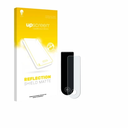 Face avant d’un emballage produit avec le logo de la marque upscreen. À côté, l’appareil Xiaomi Electric Scooter 5 Max est rep