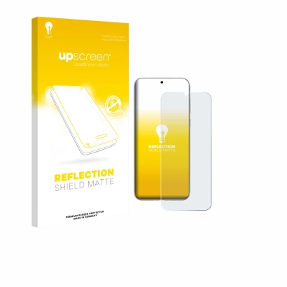 Face avant d’un emballage produit avec le logo de la marque upscreen. À côté, l’appareil Huawei Pura 80 Ultra est représenté a