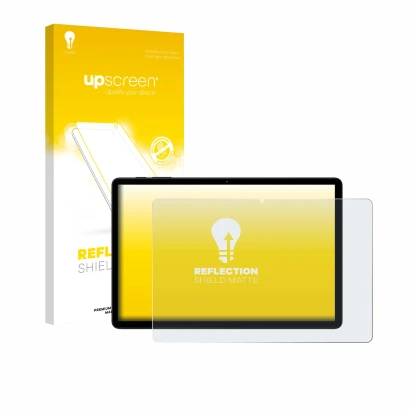 Face avant d’un emballage produit avec le logo de la marque upscreen. À côté, l’appareil Doogee Tab G6 est représenté avec la
