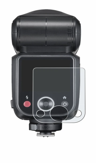 Image de l'appareil Godox V100 avec une grande variété de protections d'écran.