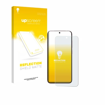 Face avant d’un emballage produit avec le logo de la marque upscreen. À côté, l’appareil Vivo X200 FE est représenté avec la p