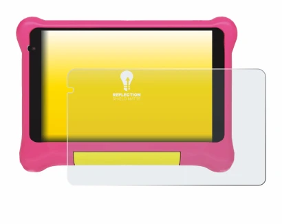 Image de l'appareil Happybe Kids Tablet 7" avec une grande variété de protections d'écran.