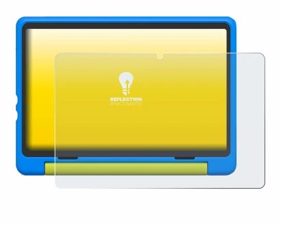 Image de l'appareil Happybe Kids Tablet 10" avec une grande variété de protections d'écran.