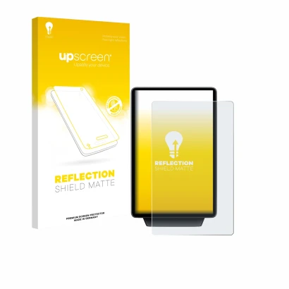 Face avant d’un emballage produit avec le logo de la marque upscreen. À côté, l’appareil Ford Explorer Electric 2025 est repré