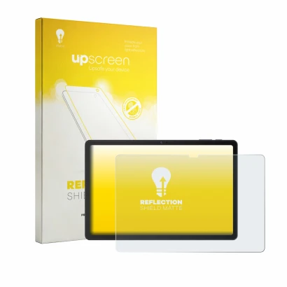 Face avant d’un emballage produit avec le logo de la marque upscreen. À côté, l’appareil VALE Tablet V11E LTE est représenté a