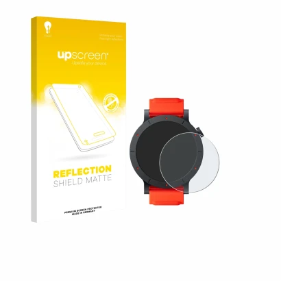 Face avant d’un emballage produit avec le logo de la marque upscreen. À côté, l’appareil Nothing CMF Watch 3 Pro est représent