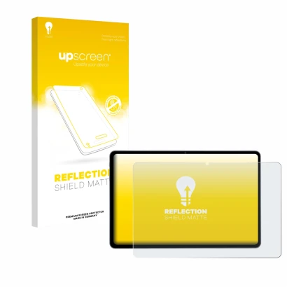 Face avant d’un emballage produit avec le logo de la marque upscreen. À côté, l’appareil Acepad HIGH Tablet 12" est représenté