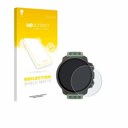 Face avant d’un emballage produit avec le logo de la marque upscreen. À côté, l’appareil Suunto Vertical 2 est représenté avec