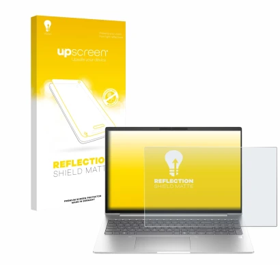 Face avant d’un emballage produit avec le logo de la marque upscreen. À côté, l’appareil HP EliteBook 6 G1i 13 est représenté 