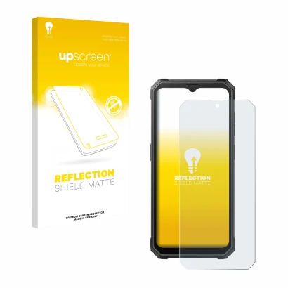 Face avant d’un emballage produit avec le logo de la marque upscreen. À côté, l’appareil Blackview BV4800 SE est représenté av