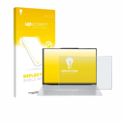 Face avant d’un emballage produit avec le logo de la marque upscreen. À côté, l’appareil Acer Swift Air 16 est représenté avec
