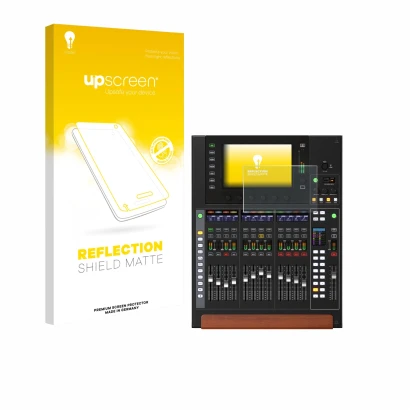Face avant d’un emballage produit avec le logo de la marque upscreen. À côté, l’appareil Behringer Wing Compact est représenté