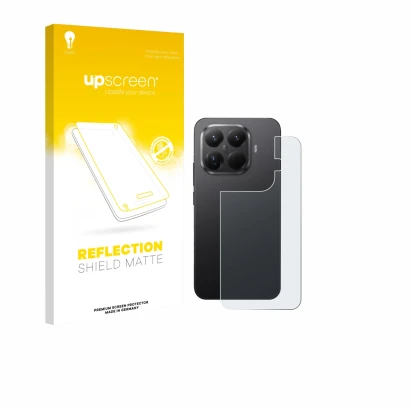 Face avant d’un emballage produit avec le logo de la marque upscreen. À côté, l’appareil Xiaomi 15T Pro (Arrière) est représen