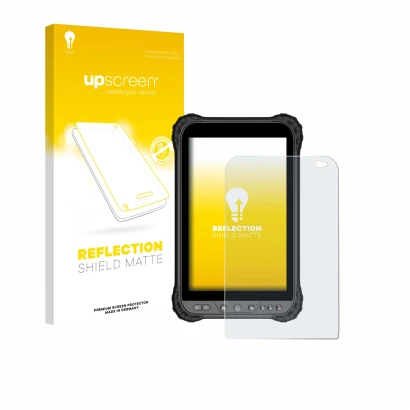 Face avant d’un emballage produit avec le logo de la marque upscreen. À côté, l’appareil Zoomsmart A8004 Series est représenté