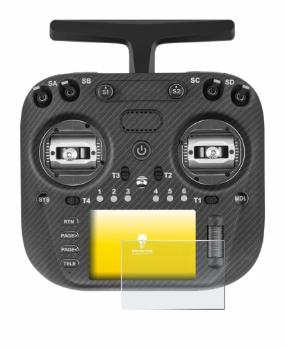 Image de l'appareil Radiomaster TX15 Max avec une grande variété de protections d'écran.
