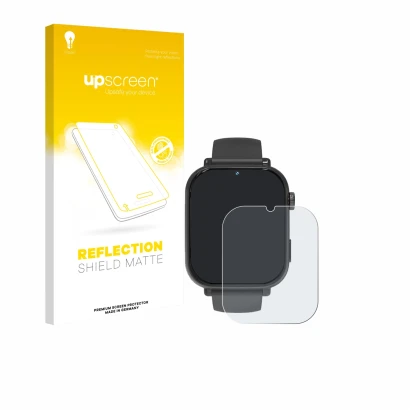 Face avant d’un emballage produit avec le logo de la marque upscreen. À côté, l’appareil Ucani A22 est représenté avec la prot