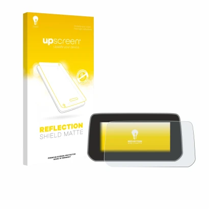 Face avant d’un emballage produit avec le logo de la marque upscreen. À côté, l’appareil Mazda CX-5 2020 est représenté avec l